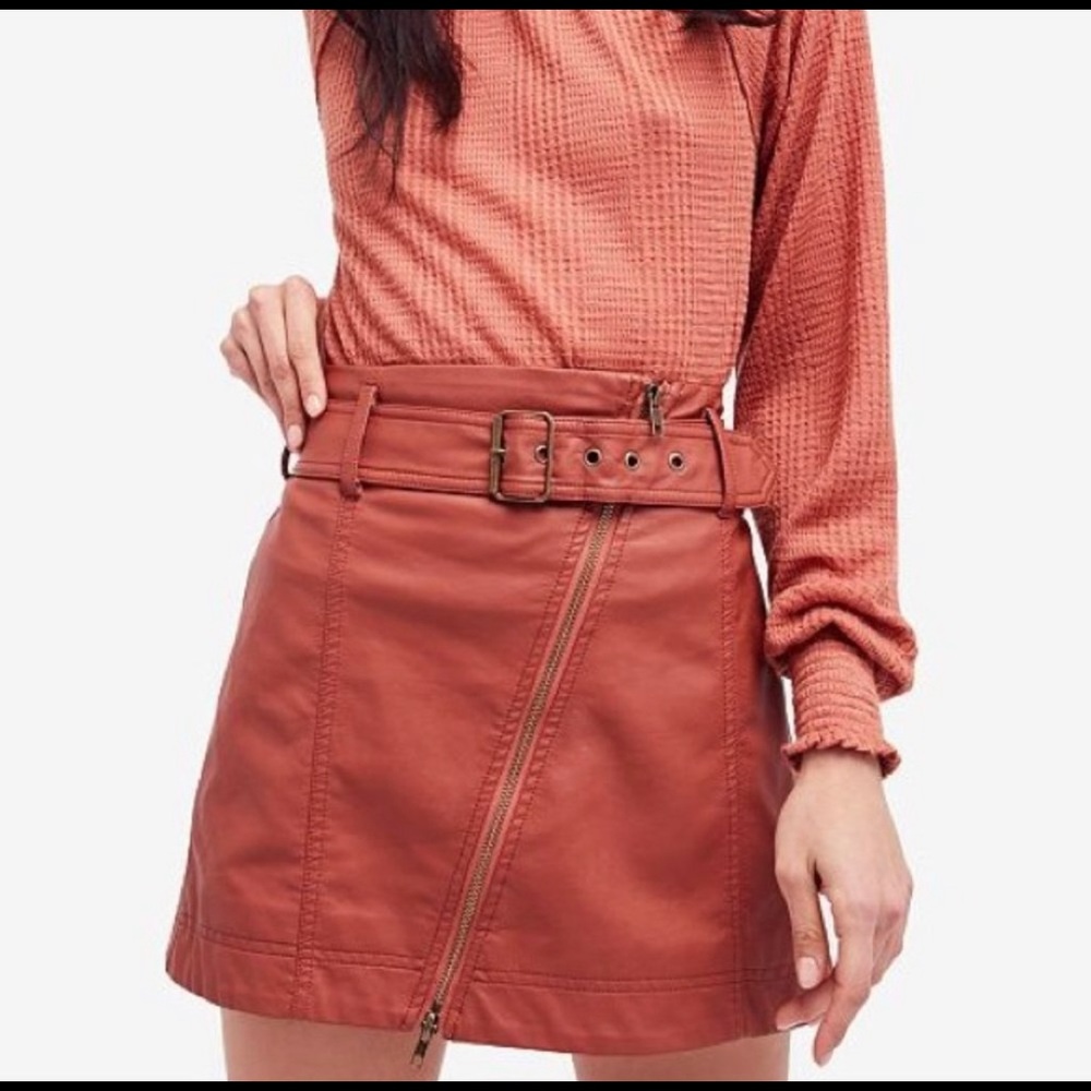 Free People Feelin' Fresh Faux Leather Mini Skirt